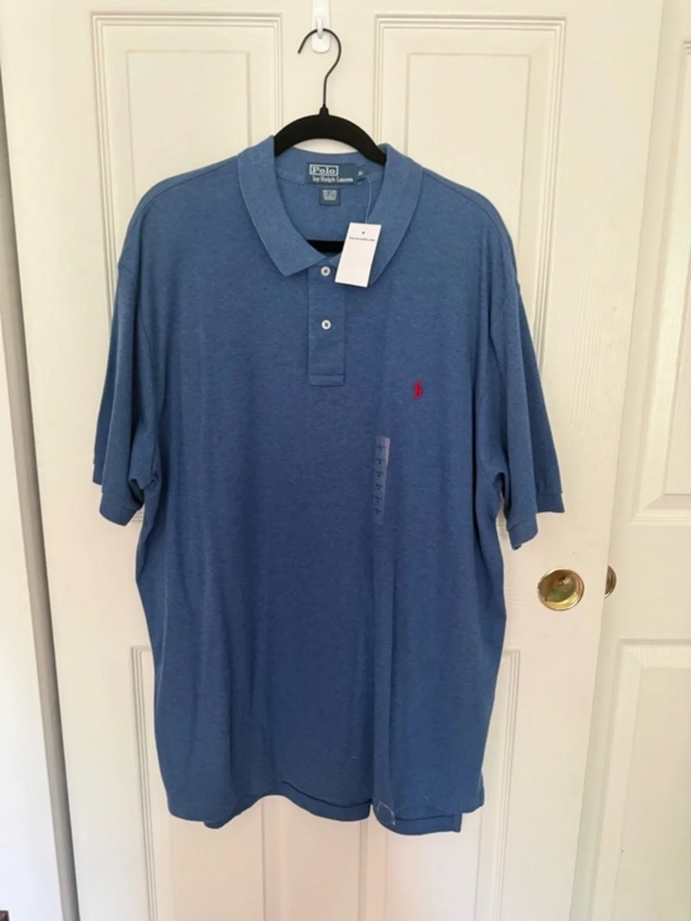 Ralph Lauren Men’s Heathered Blue Polo with Red Pony